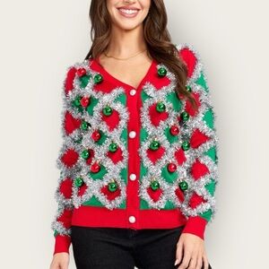 Tipsy Elves Red and Green Festive Cardigan